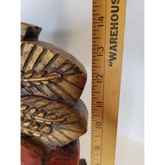 Vintage 1970s Vanguard Studios Man with Wheat Wood Carving Sculpture - Picture 6 of 9